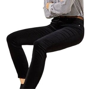 NY Collection Moderne Velvet Pants Womens 14 Black Sleek Lower Rise XUTL0105 New